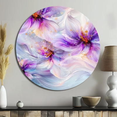 Mauve agate fleurs - art mural floral abstrait en métal, art mural imprimé mauve