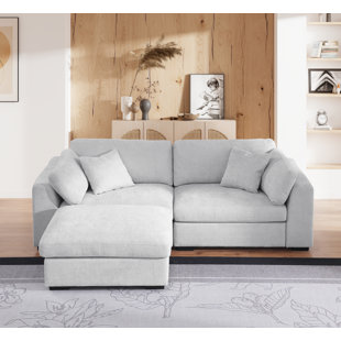 Upholstered Deep Seat Sofa with Ottoman
