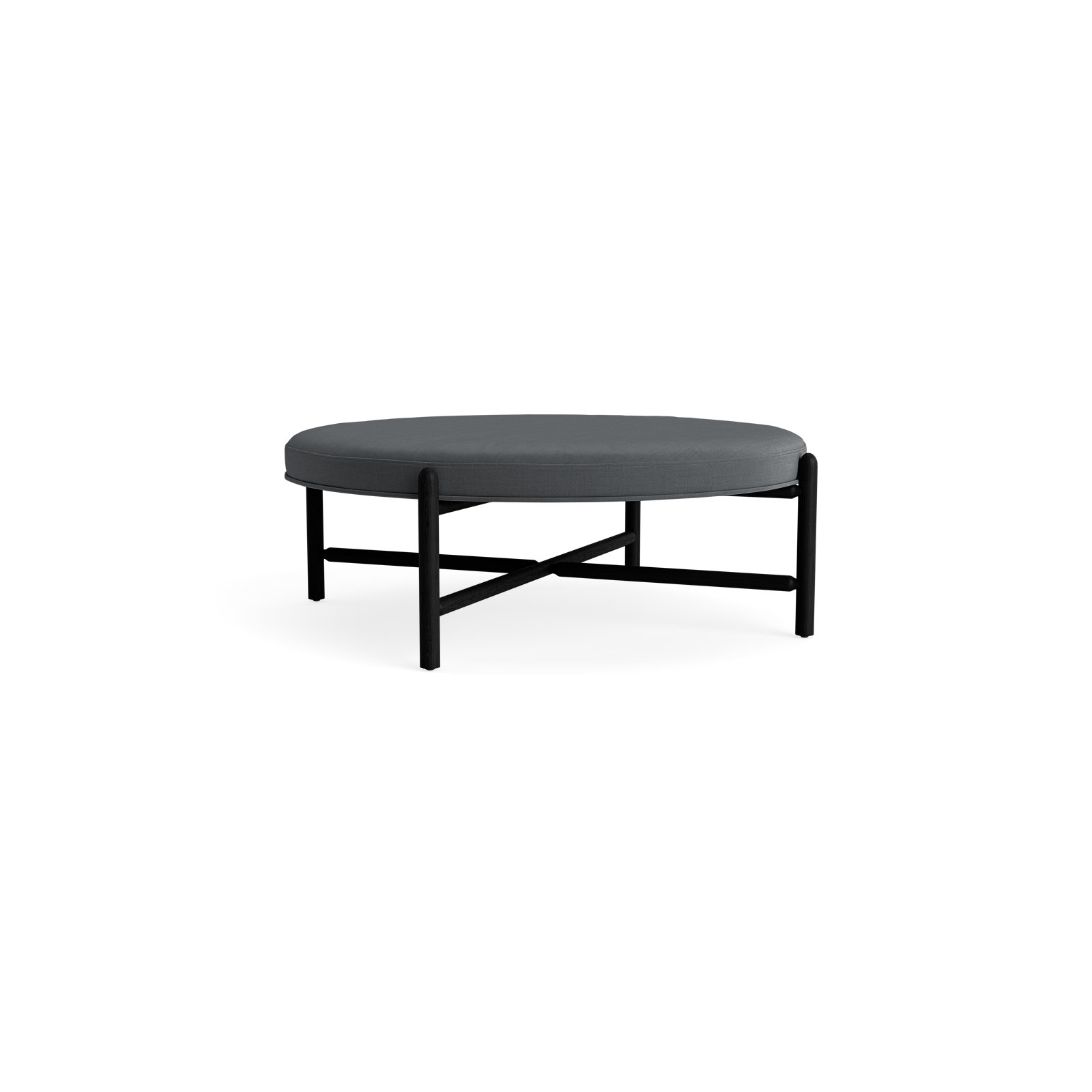 Vane 48" Round Ottoman, Charcoal, Black