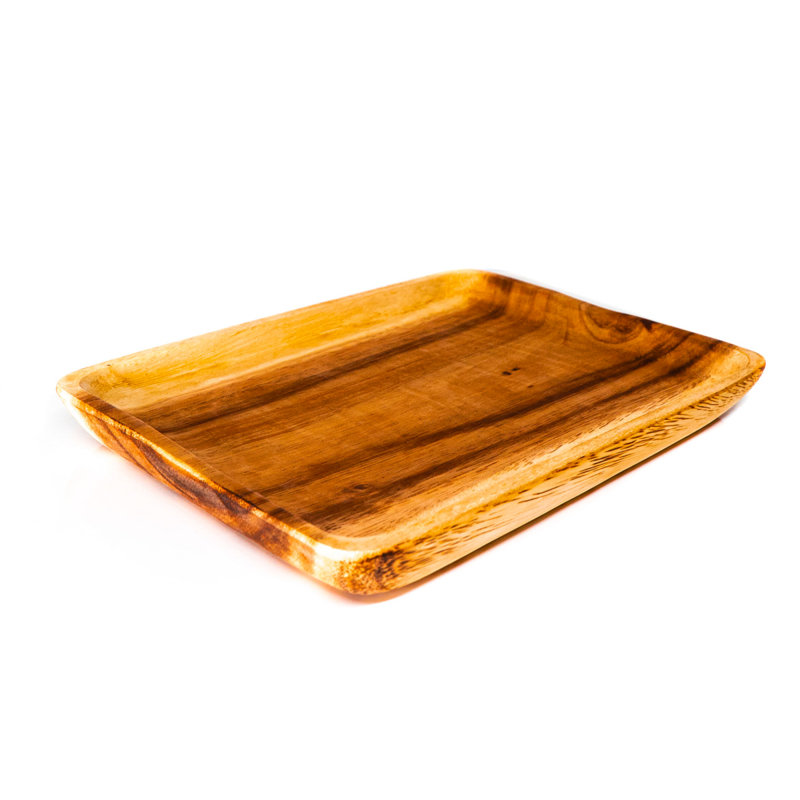 Ensemble de 2 assiettes rectangulaires en bois d'acacia
