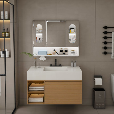 Wall Mounted Bathroom Mirror Cabinet With LED Lights, Anti-Fog & Explosion-Proof, Touch Control Medicine Cabinet, Color Lighting, Defogger, Storage