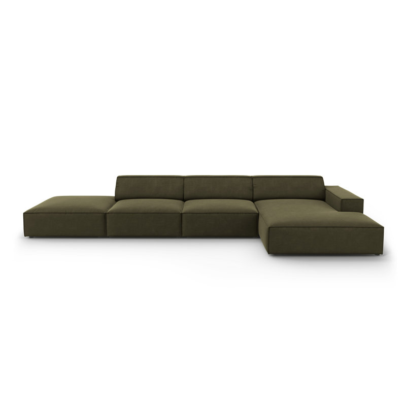 Jodie 5 Seater Corner Sofa, Green, Right Hand Facing