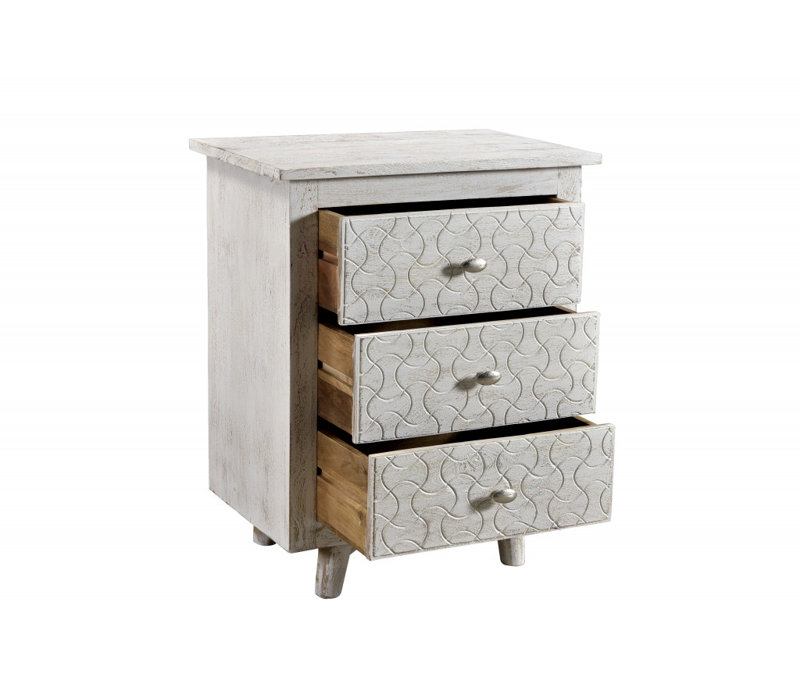 30" White Three Drawer Nightstand