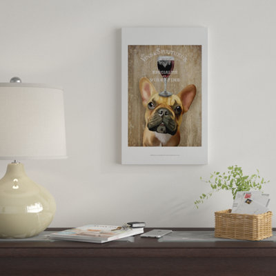 «Dog Au Vin, French Bulldog», reproduction d'impression sur toile tendue