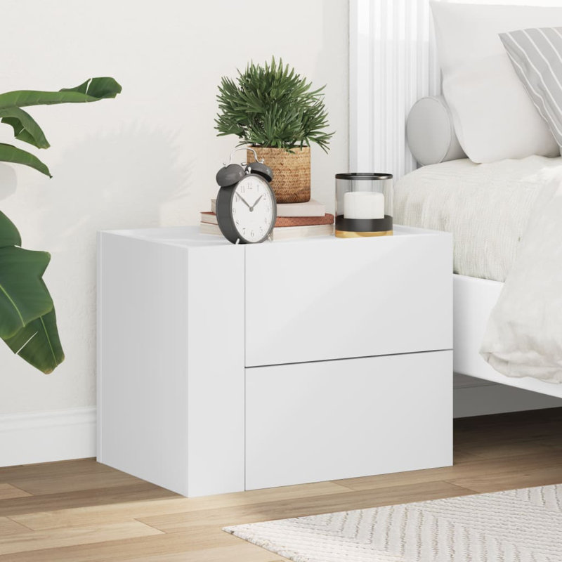 Rainald 45cm W Manufactured Wood Bedside Table, White