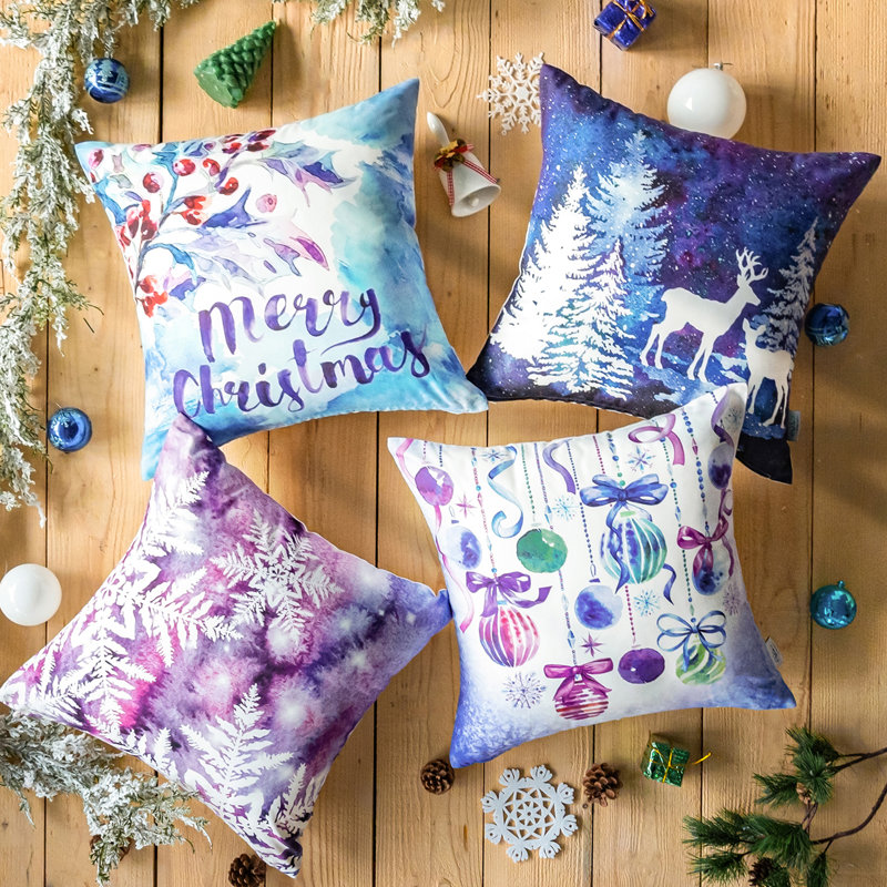 Coussins décoratifs Phantoscope Merry Christmas, Purple Winter Wonderland, Pillow cover & insert