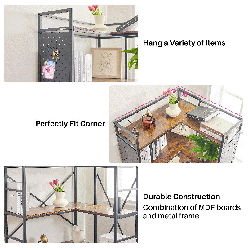 Bibliothèque industrielle 17 étages à 5 niveaux avec bibliothèque en bois et métal