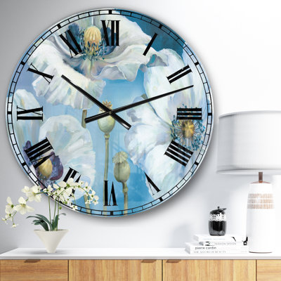 Horloge murale ferme peinte à la main sur fond bleu II