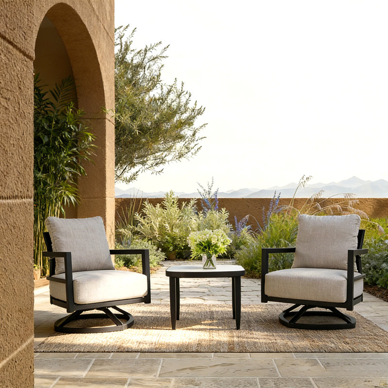 Mobilier de patio extérieur en aluminium 3 pièces
