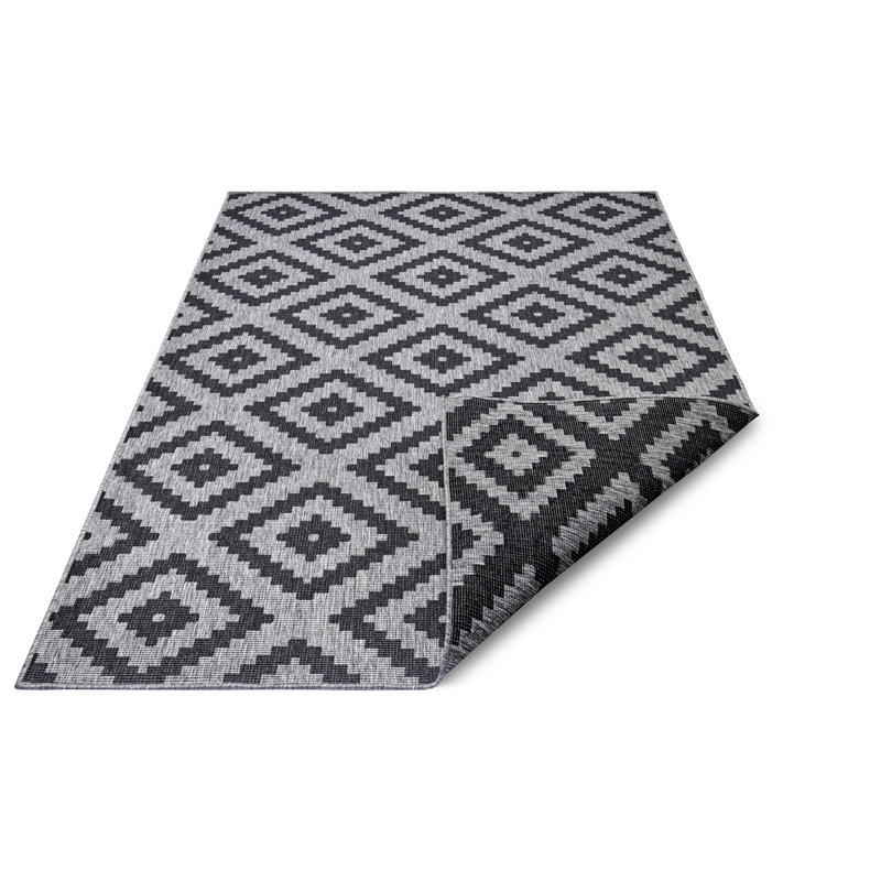 Malta Flatweave Night Silver Rug, Rectangle 120cm x 170cm