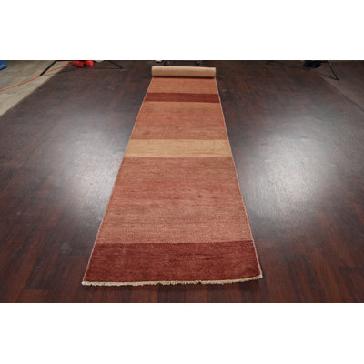 One-of-a-Kind 2'7" X 15'3" New Age Runner Wool Area Rug in Red