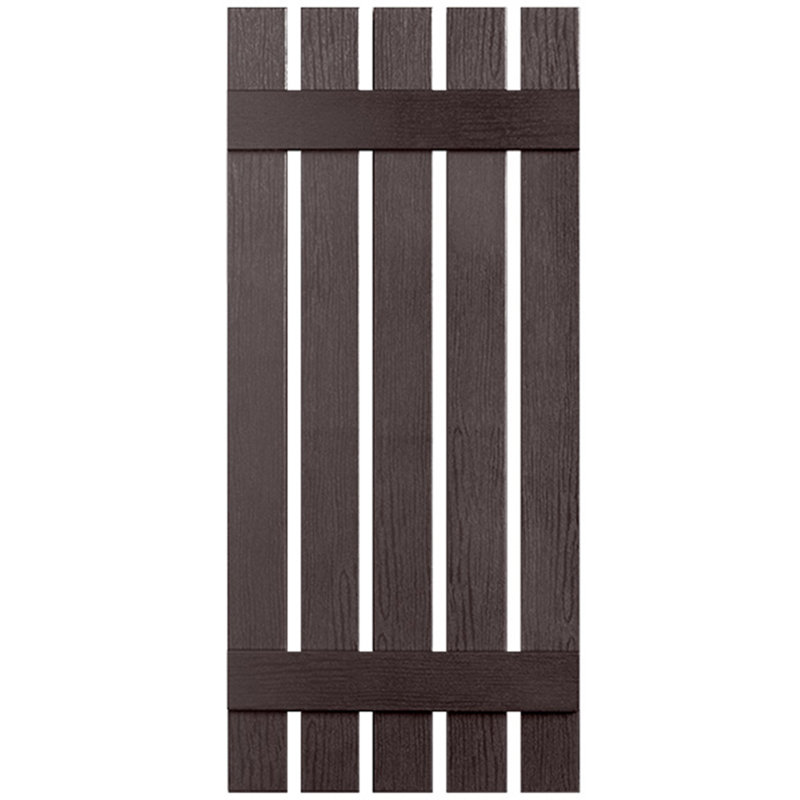 Paire de volets en vinyle à deux lattes et cinq planches ouvertes, Chocolat, 34 po
