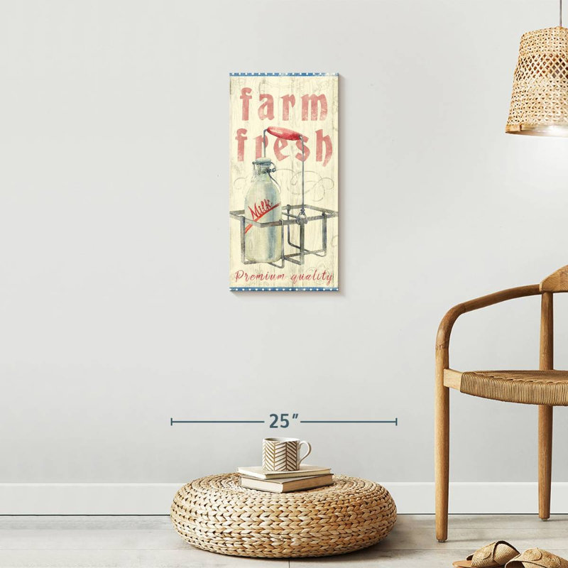 Farm Fresh Milk - reproduction sur toile tendue, H 24 po x l 12 po x P 1,25 po