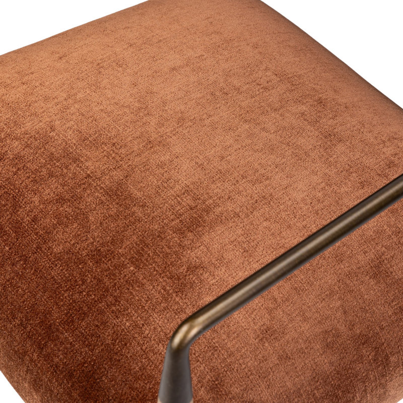 Waldon Stool, Counter Stool (27.68" Seat Height), Altair Sienna/Polyester, Drifted Oak/Brushed Brass