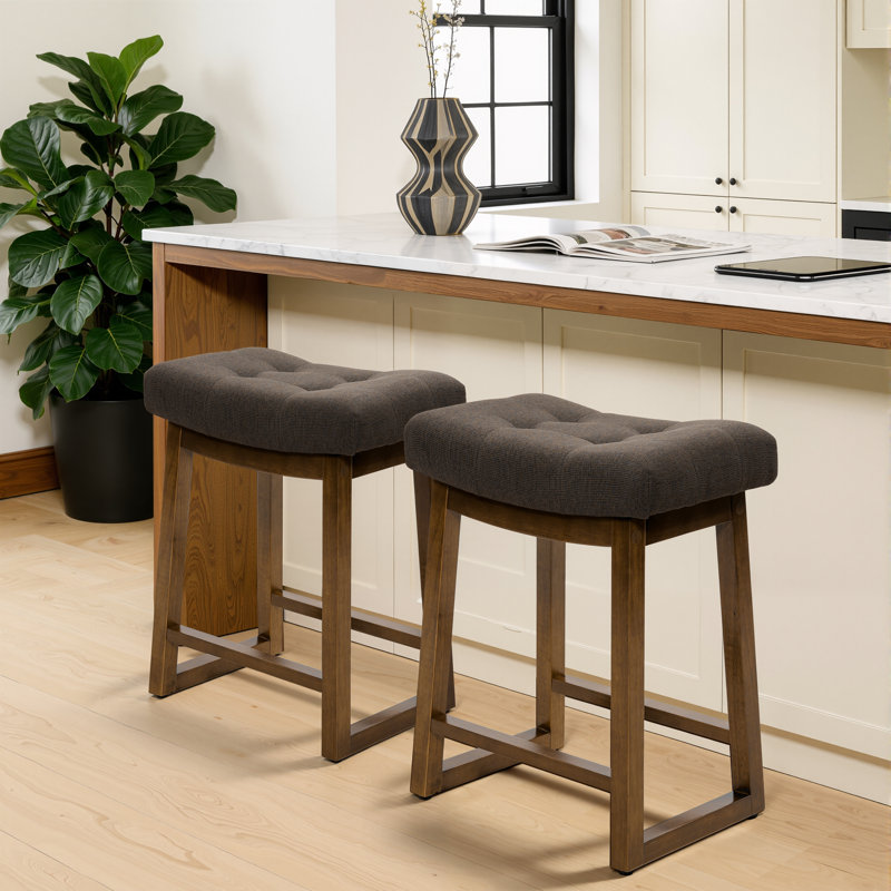 Tabouret de bar 24 po Cindina, Lin brun / bois