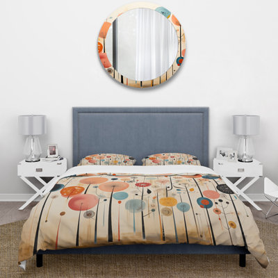 Colorful Mid Century Whimsical Wallpapers - Abstract Duvet Cover Set - Microfiber Polyester