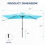 Parasol rectangulaire de terrasse de 2 x 3 m avec manivelle, inclinaison et toile résistante aux UV (turquoise, base non incluse)-324824733
