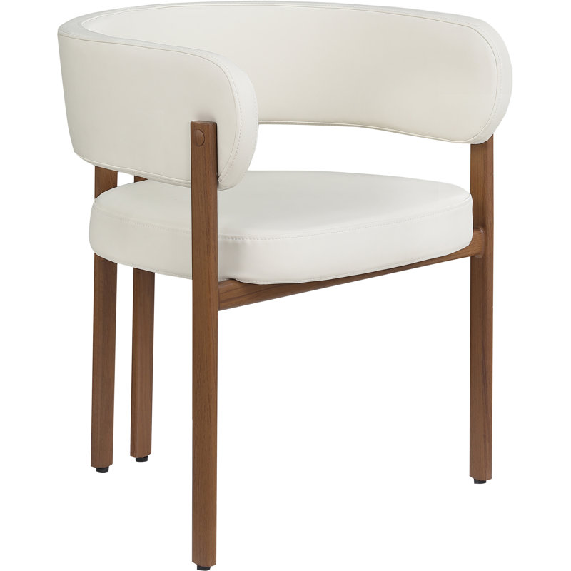 Gideon Unfinished Upholstered Back Arm Chair, Natural, Cream Vegan Leather