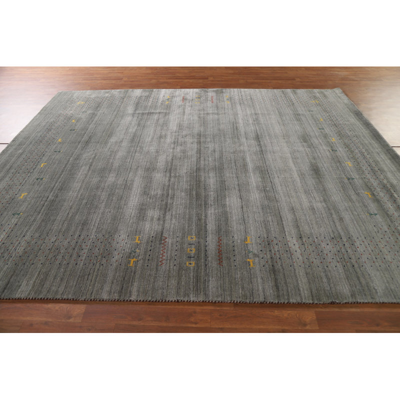 Tapis gris et vert Gabbeh