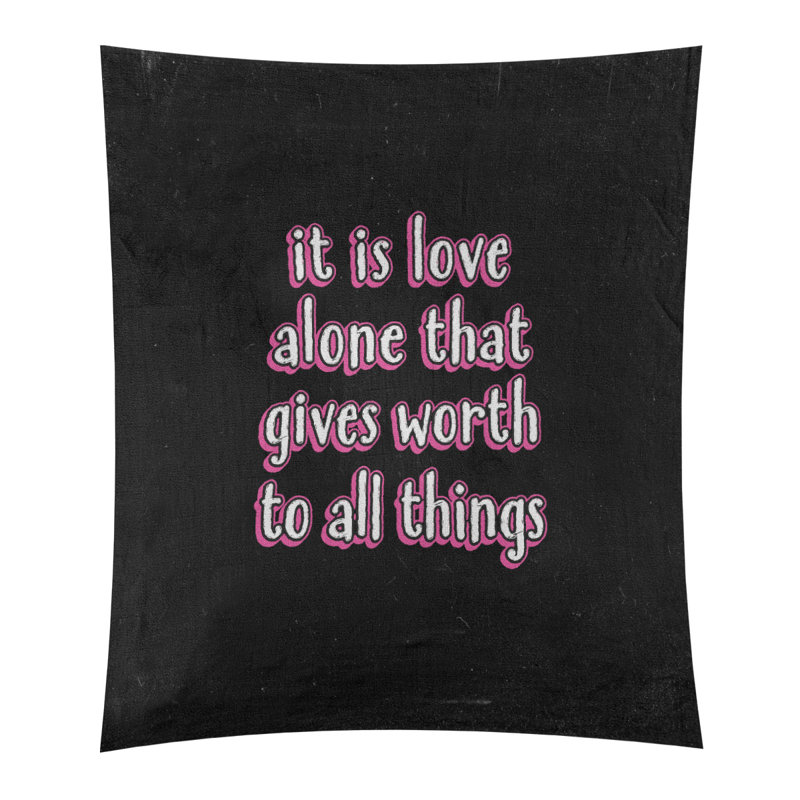 Tapisserie tableau noir de polyester love quot, H 27,5 po x l 37,5 po, Rose
