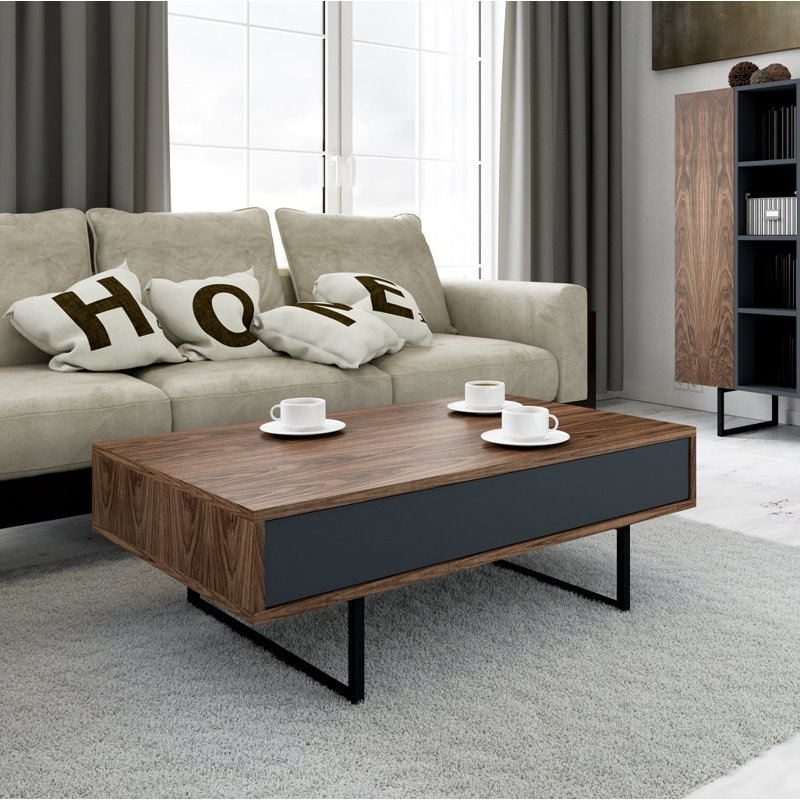 Largo Sled Coffee Table with Storage, Walnut/Grey
