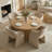 4 - Person Dining Table Sets With Solid Wood Round Table & 4 Upholstered Chenille Chairs-232256972-232256970