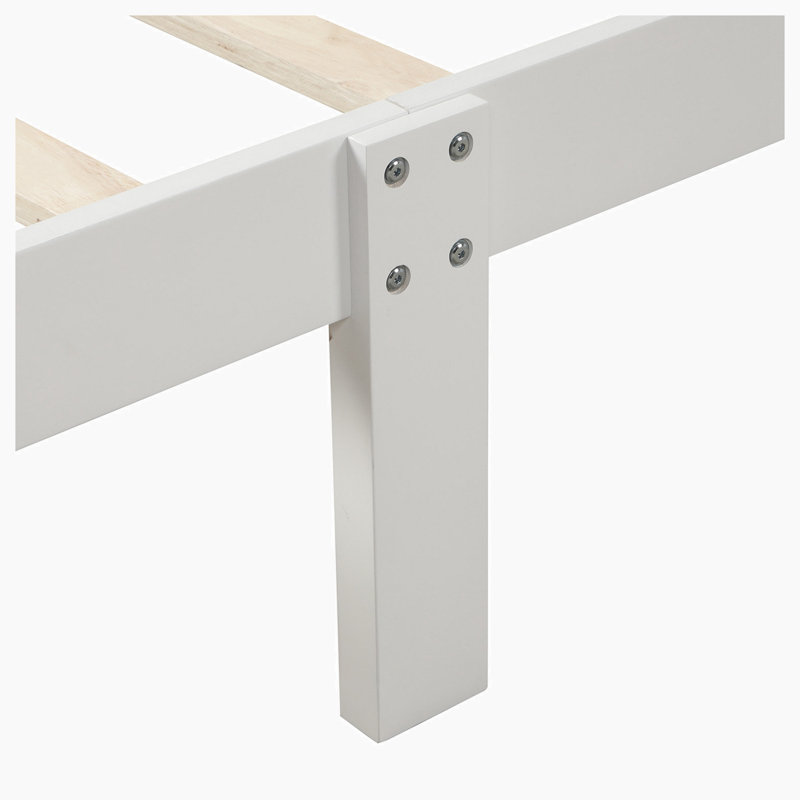 Lit en bois massif Analeesa, Blanc