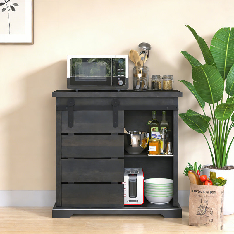 Buffet-bar moderne avec porte de grange coulissante, rangement spacieux pour la cuisine, la salle à manger et le salon