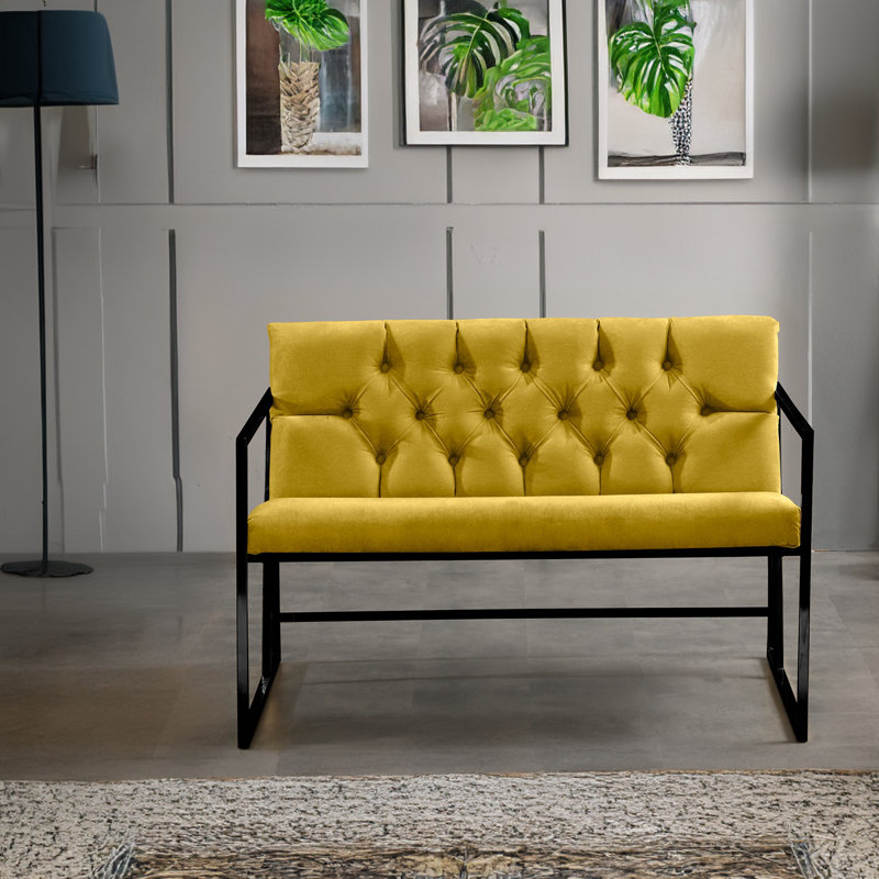 2-Seat Sofa, Black, Mustard