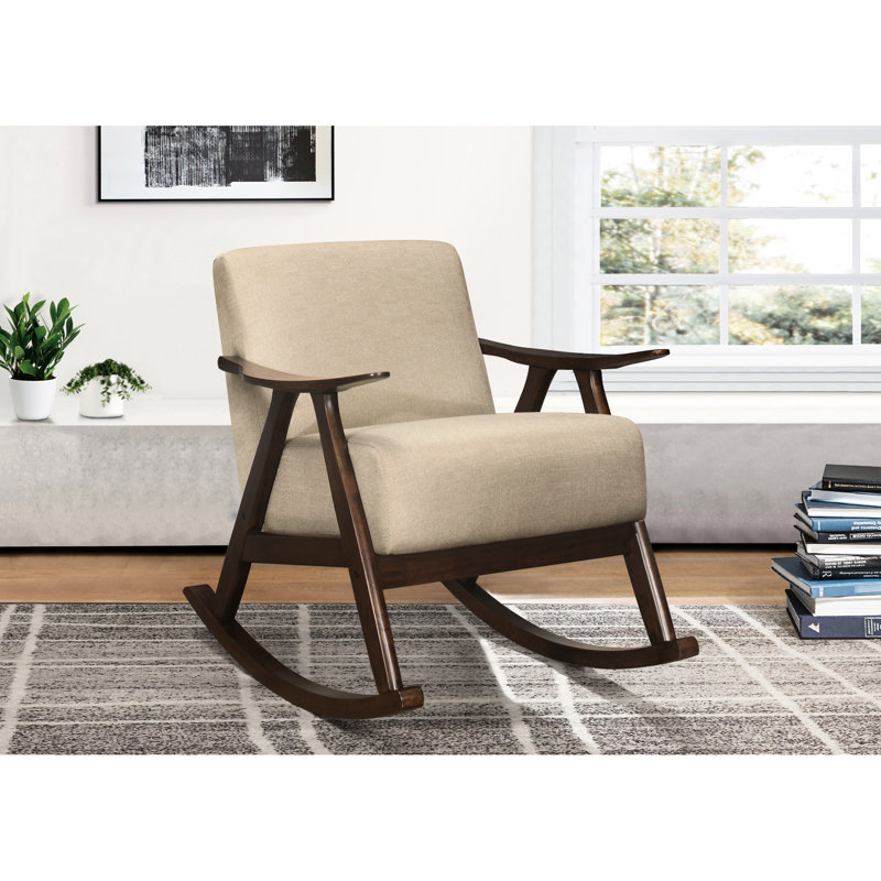 Fauteuil à bascule en tissu Kate Brown, Beige