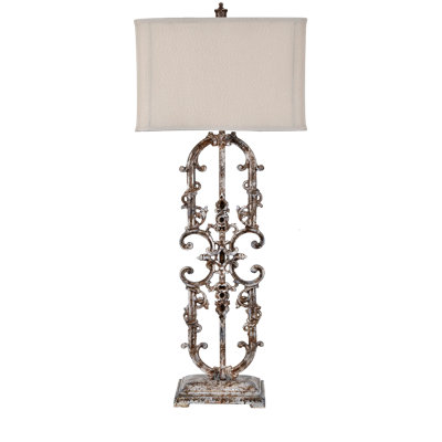 42.5" Resin Table Lamp With Oat Shade