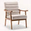 Fauteuil d'appoint de style Mid-Century moderne, fauteuil en microfibre d'aspect cuir avec structure en bois massif avec accoudoirs à structure ouverte, siège et coussin de dossier rembourrés pour le salon