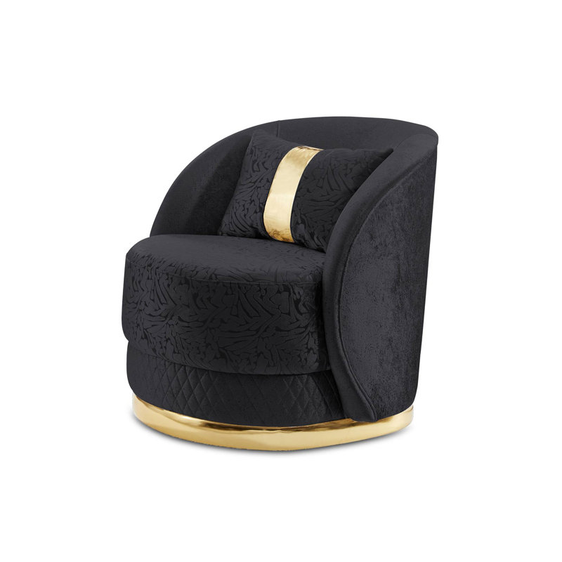 Fauteuil pivotant l 33,4 po, noir / or, Noir