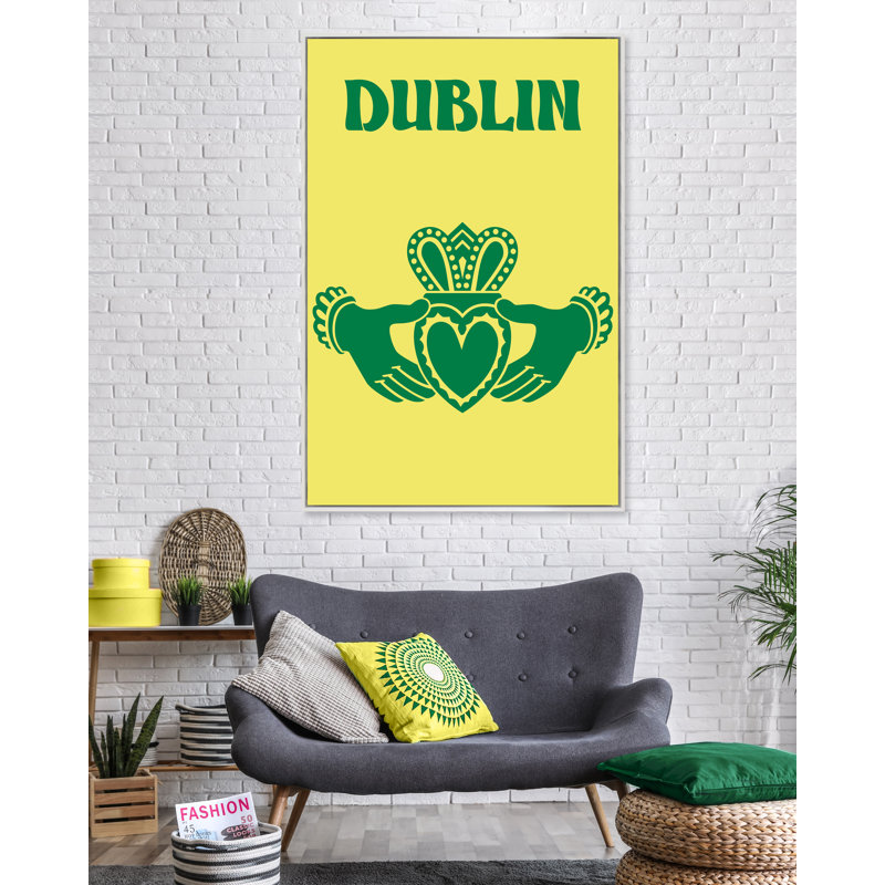 «Dublin» par Yaffa G, reproduction sur toile, Cadre blanc, H 50 po x l 33 po