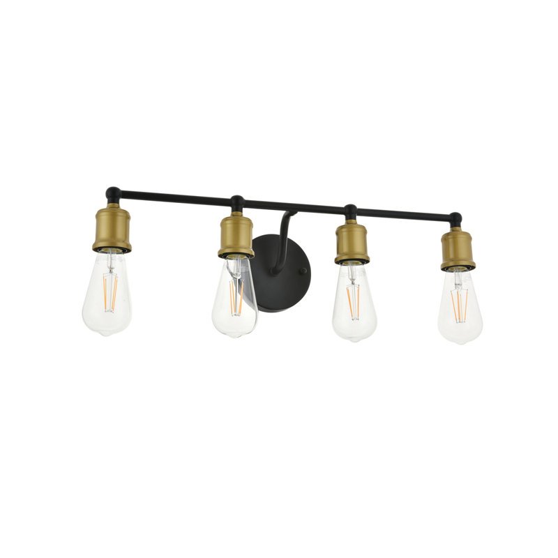 Applique à bras à intensité variable Sumas, Laiton / Noir, Quatre lumières, H 5,6 po x l 22,1 po x P 22,1 po