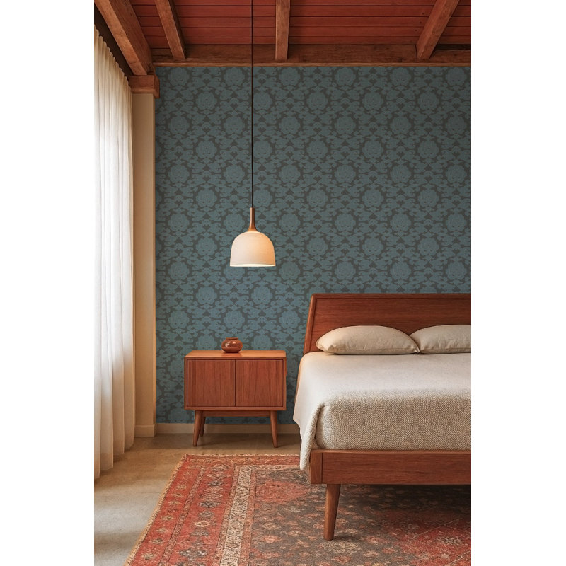 Silken Poppy - Azurite Shadow Wallpaper