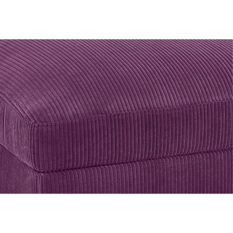 Corduroy Upholstered Rectangle Ottoman, Purple