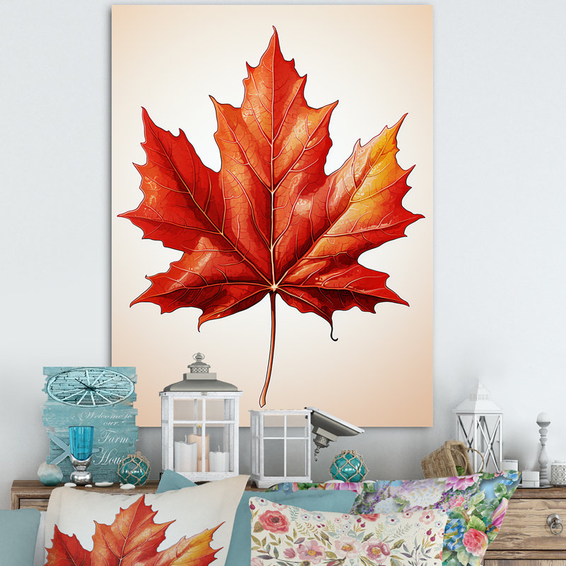 Orange Maple Leaf Beauty I - Tree Maple Wall Art, Wrapped Canvas, 60" H x 40" W
