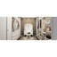 Coiffeuse blanche avec miroir triple, 6 tiroirs, tabouret rembourré et miroir pleine longueur, idéale pour une chambre ou une salle de bain.