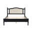 Lit plateforme noir en bois avec une belle tête de lit - Décoration de chambre à coucher,
