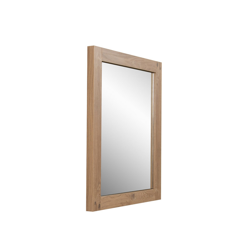 Miroir rectangulaire 36 "avec cadre en chêne brut Henrieta, 28,38 po x 23,63 po