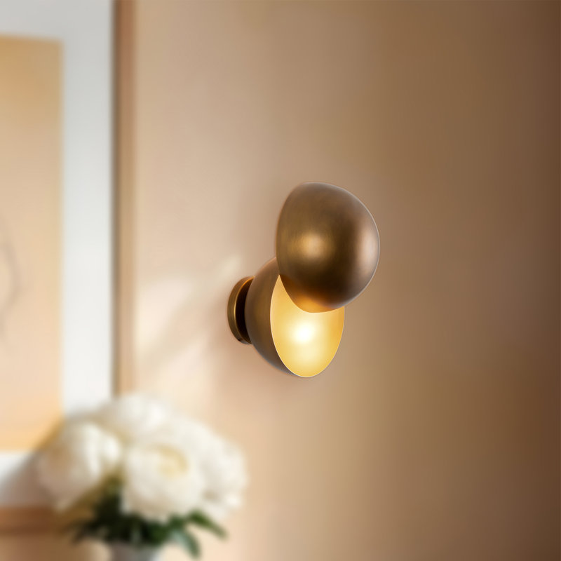 Void 12-in Black dimmable LED Wall Sconce, Antique Brass