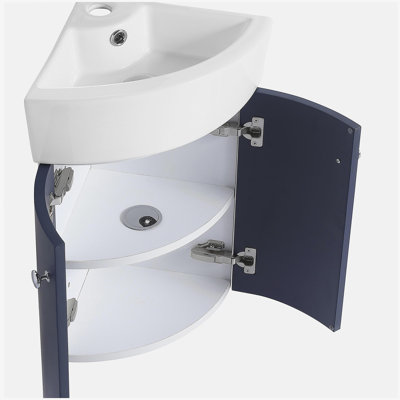 Combinaison de meuble-lavabo d'angle pour salle de bain, armoire murale pour petits espaces, lavabo en céramique