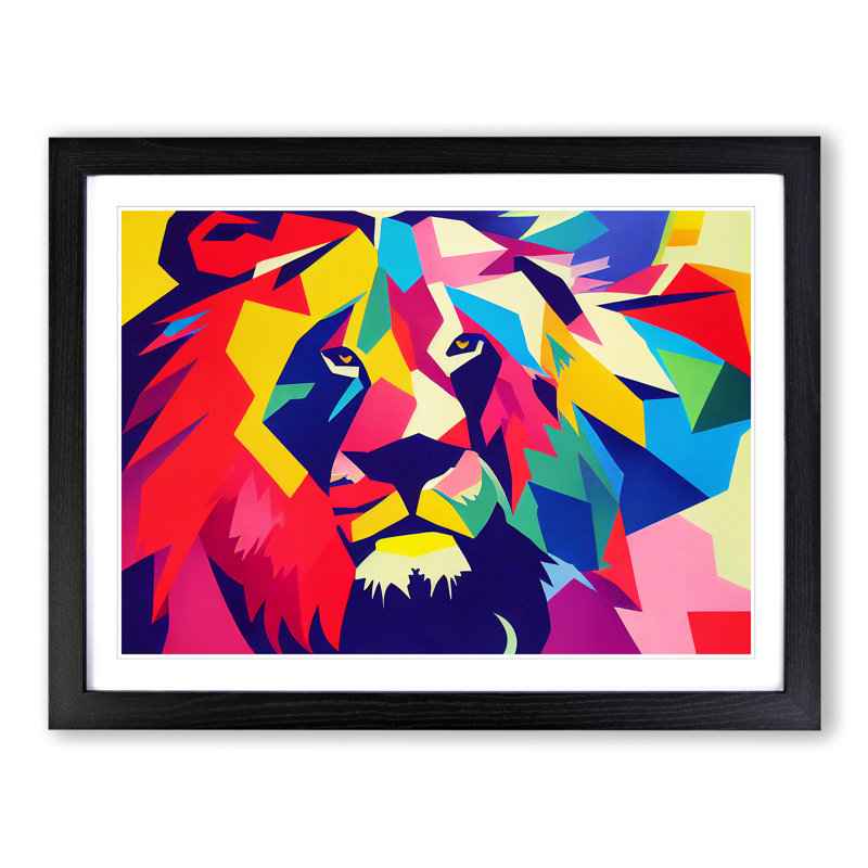 Abstract Lion Vol.2 - Framed Print, Black, 46cm H x 64cm W x 2cm D