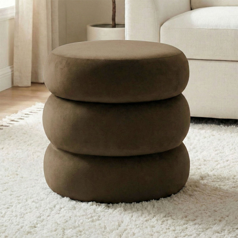 Repose-pieds moderne en velours avec rangement, Brun