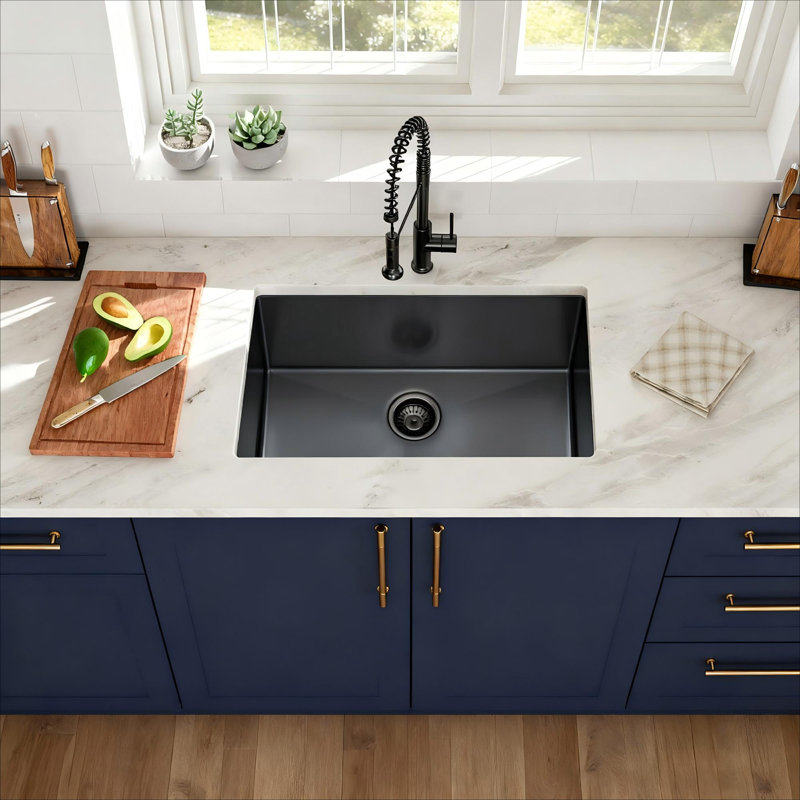 Large Undermount Single Bowl Kitchen Sink in Brushed Stainless Steel