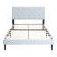 Structure de lit simple moderne avec tête de lit en lin à boutons, pas de sommier tapissier, support à lattes de bois, facile à assembler, gris, pour utilisation dans la chambre à coucher, revêtement requis, assemblage, gris, meuble, 300-1104818548-1104818547