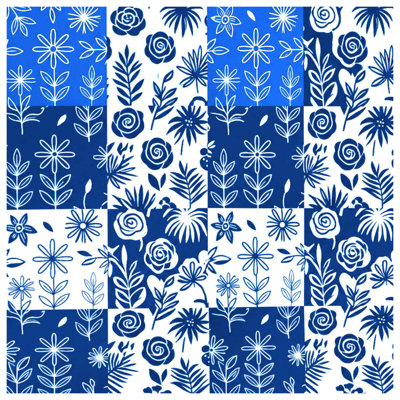 Blue White Floral Pattern Blankets