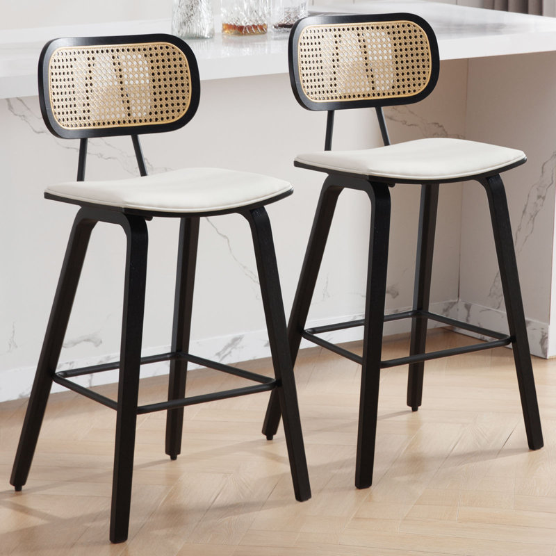 Tabouret de bar 26 po, Crème, Noir