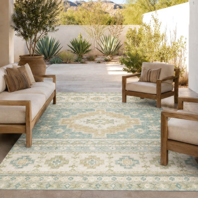 Tapis tribal intérieur / extérieur lavable à la machine Lamanna ACN3125